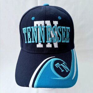 Tennessee Navy & Turquoise Embroidered Spell Out Wave Pattern Baseball‎ Cap Hat